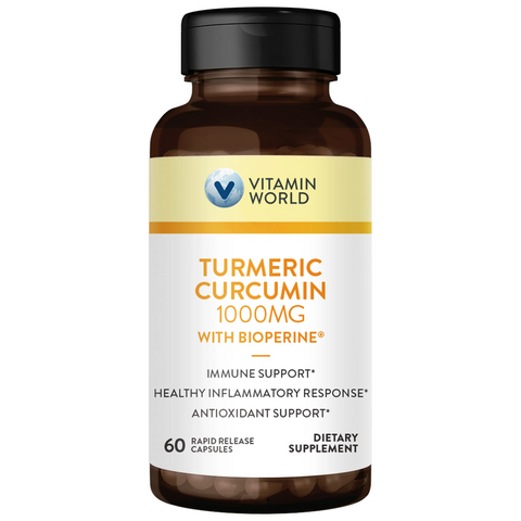 Vitamin World Usa Turmeric Curcumin 1000mg with Bioperine - 60 CT 12 Pack