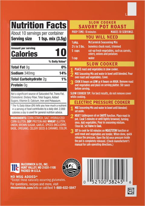 McCormick Slow Cooker Seasoning Pot Roast - 1.3 OZ 12 Pack