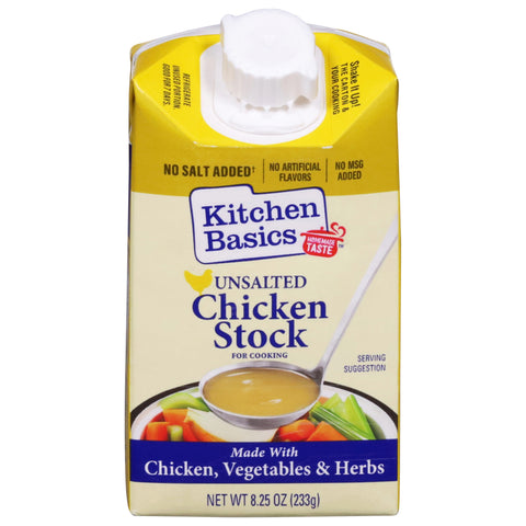 Kitchen Basics Unsalted Chicken Stock for Cooking 8.25 oz - 12 Pack