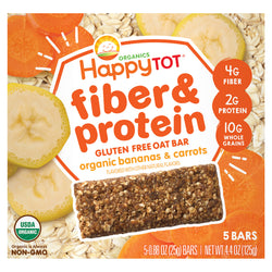 Happy Tot Organics Fiber & Protein Bananas & Carrots - 4.4 OZ 6 Pack