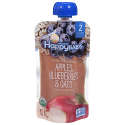 Happy Baby Organics Stage 2 Apples, Blueberries & Oats Pouch - 4 OZ 16 Pack