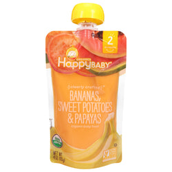 Happy Baby Organics Stage 2 Bananas, Sweet Potatoes & Papayas - 4 OZ 16 Pack