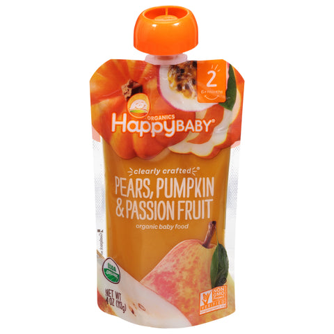 Happy Baby Organics Pears, Pumpkin, Passion Fruit - 4 OZ 16 Pack