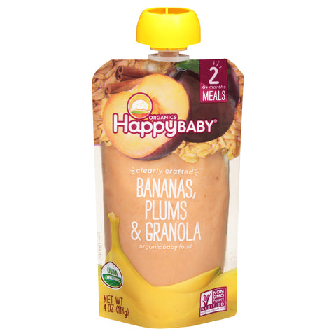 Happy Baby Bananas Plum Stage 2 Baby Food - 4 OZ 16 Pack