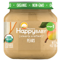 Happy Baby Organics Stage 1 Pears - 4 OZ 6 Pack