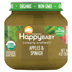 Happy Baby Organic Stage 2 Apples & Spinach - 4 OZ 6 Pack