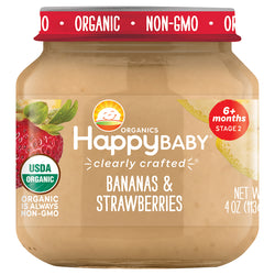 Happy Baby Organic Stage 2 Bananas & Strawberries - 4 OZ 6 Pack