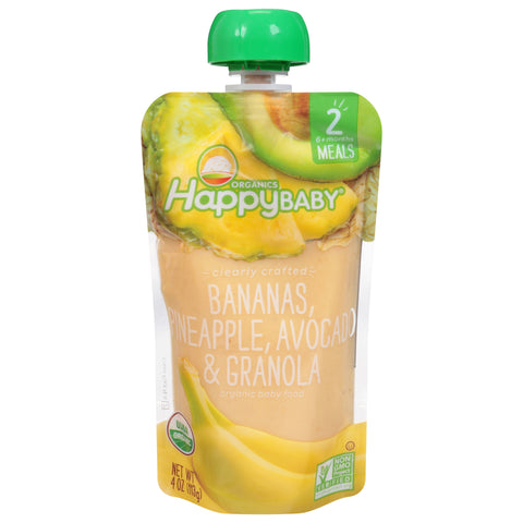 Happy Baby Organic Bananas, Pineapple, Avocado & Granola - 4 OZ 16 Pack