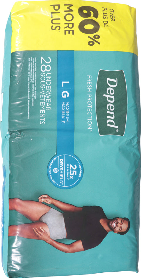 Depend Fresh Protection Maximum Underwear Men L 28 ea