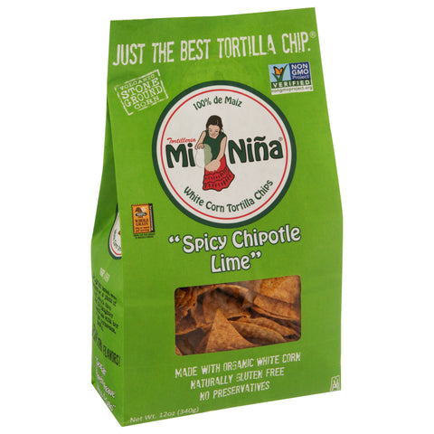 Mi Nina White Corn Spicy Chipotle Lime Tortilla Chips 12 OZ