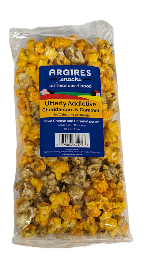 Argires Snacks Utterly Addictive Cheddarcorn & Caramel Mix Popcorn - 7.03 OZ 12 Pack