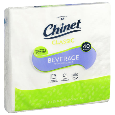 Chinet Classic White Beverage Napkins 40 CT