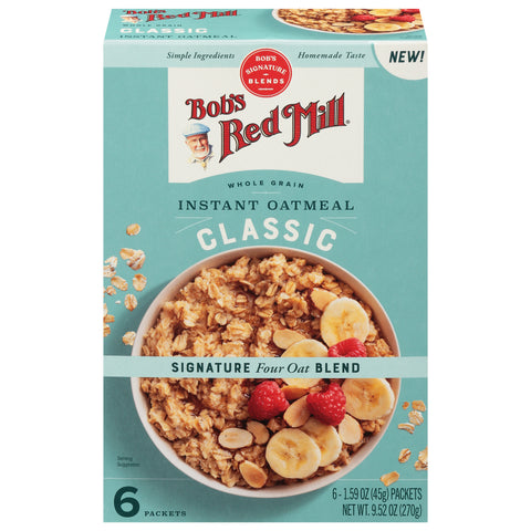 Bob's Red Mill Whole Grain Classic Instant Oatmeal 6 - 1.59 oz Packets - 4 Pack