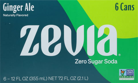 Zevia Zero Sugar Ginger Ale Soda  72 FZ