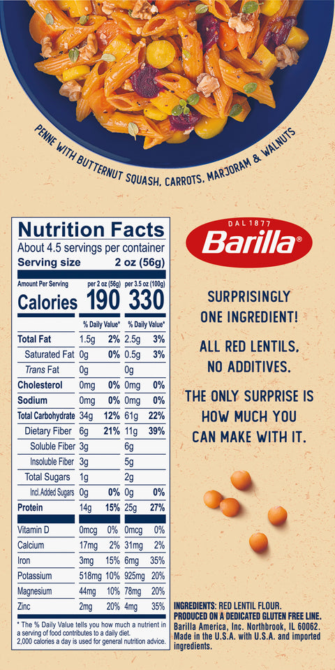 Barilla Red Lentil Penne 8.8 OZ