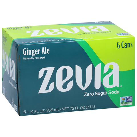 Zevia Zero Sugar Ginger Ale Soda  72 FZ
