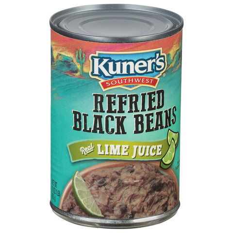 Kuner's Beans Refried Black With Lime 16 OZ