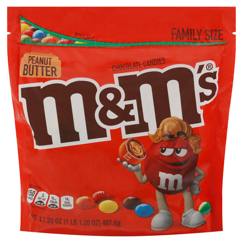 M&M's Peanut Butter Chocolate Candies Family Size 17.20 oz - 8 Pack
