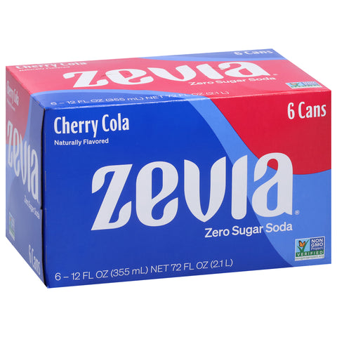 Zevia Zero Sugar Cherry Cola Soda  72 FZ