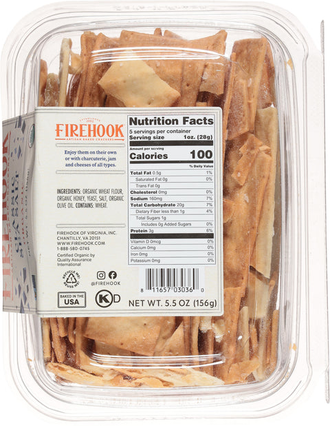 Firehook Organic Classic Sea Salt Artisan Baked Crackers 5.5 oz