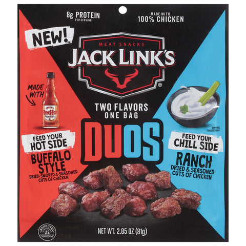 Jack Link's Duos Dried Smoked & Seasoned Buffalo Style/Ranch Cuts of Chicken 2.85 oz - 12 Pack