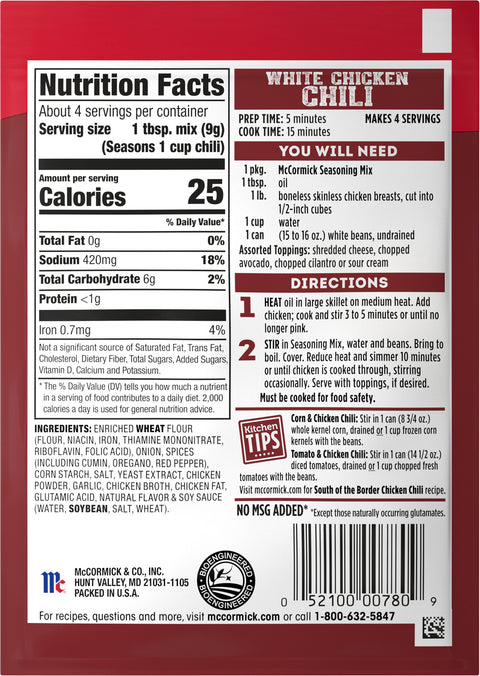 McCormick Mix Chili White Chicken 1.25 OZ