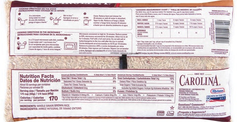 Carolina Rice Brown Long Grain Bag 80 OZ