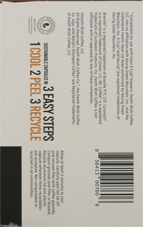 Death Wish Coffee Co Single Serve Pods Medium Roast Coffee 4.4 OZ