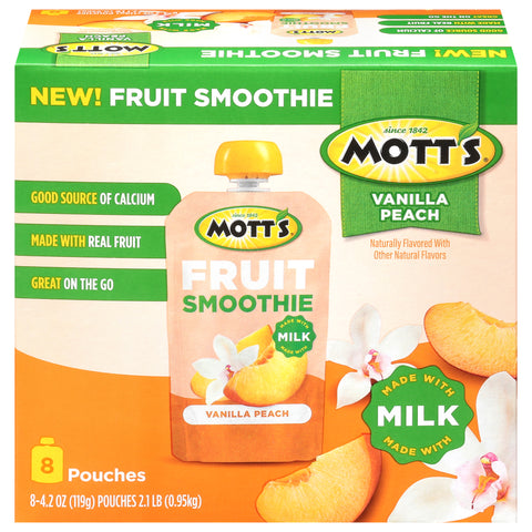Mott's Vanilla Peach Fruit Smoothie 8 - 4.2 oz Pouches - 4 Pack