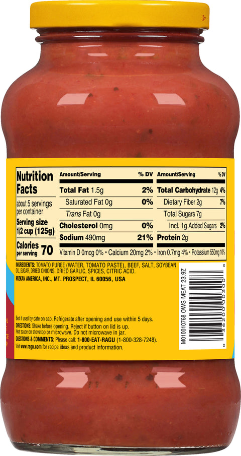 Ragu Old World Style Sauce Meat 23.9 OZ