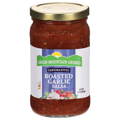 Green Mountain Gringo Cantina Style Roasted Garlic Salsa 16 oz - 12 Pack