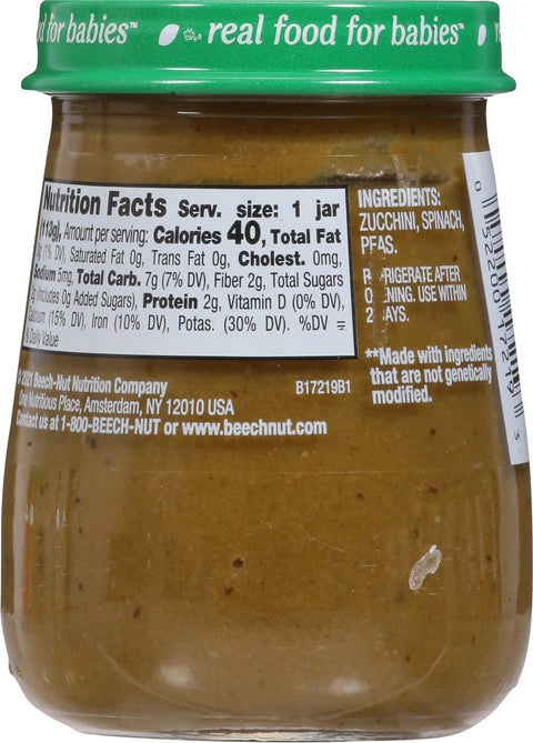 Beechnut Stage 2 Just Spinach Zucchini &Peas 4 OZ