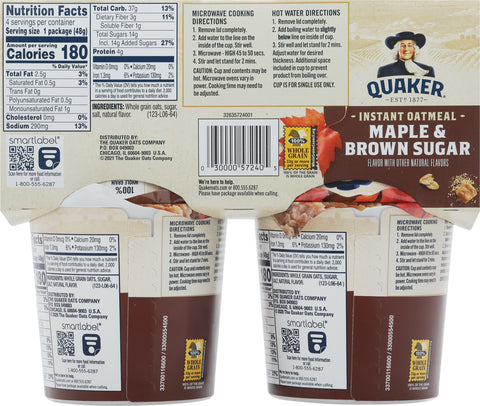 Quaker Maple & Brown Sugar Instant Oatmeal 6.7 OZ