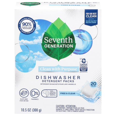 7th Generation Dishwasher Packs Free & Clear 10.5 OZ
