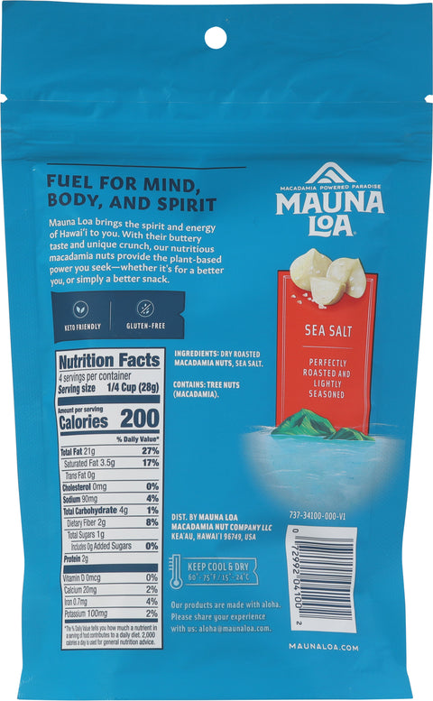 Mauna Loa Dry Roasted Sea Salt Macadamias 4 oz