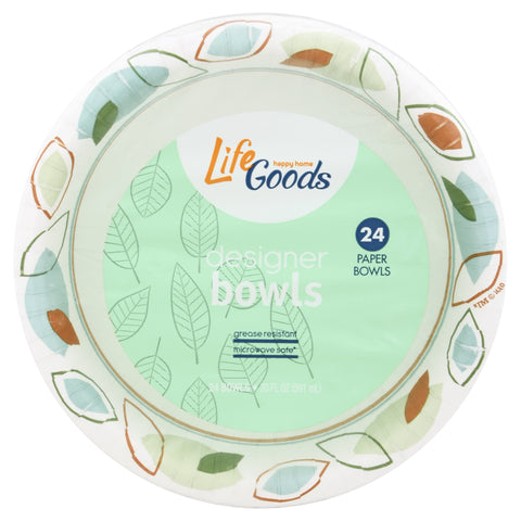 Life Goods 20 Ounce Paper Designer Bowls 24 ea - 24 CT 12 Pack