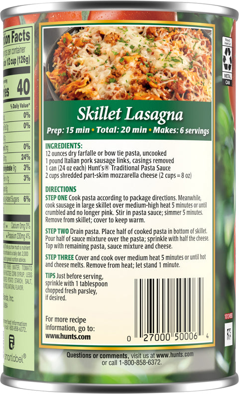 Hunt's Pasta Sauce Traditional 24 OZ