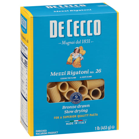 Dececco Mezzi Rigatoni Pasta 16 OZ