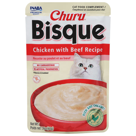 Inaba Churu Bisque Chicken with Beef Recipe Cat Food Complement 1.4 oz - 1.4 OZ 24 Pack