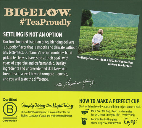 Bigelow Organic Decaffeinated Green Tea 40 CT