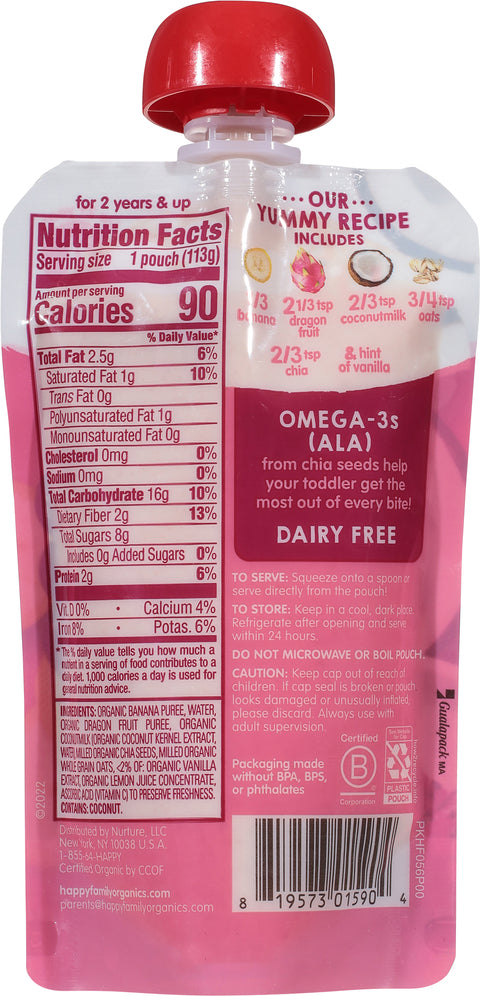 Happy Tot Organics 4 (For 2+ Years) Super Morning Dairy Free Fruit & Grain Blend 4 oz