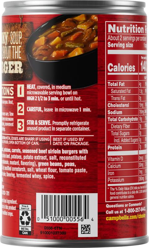 Campbell's Chunky Soup Sirloin Burger With Country Vegetables 18.8 OZ