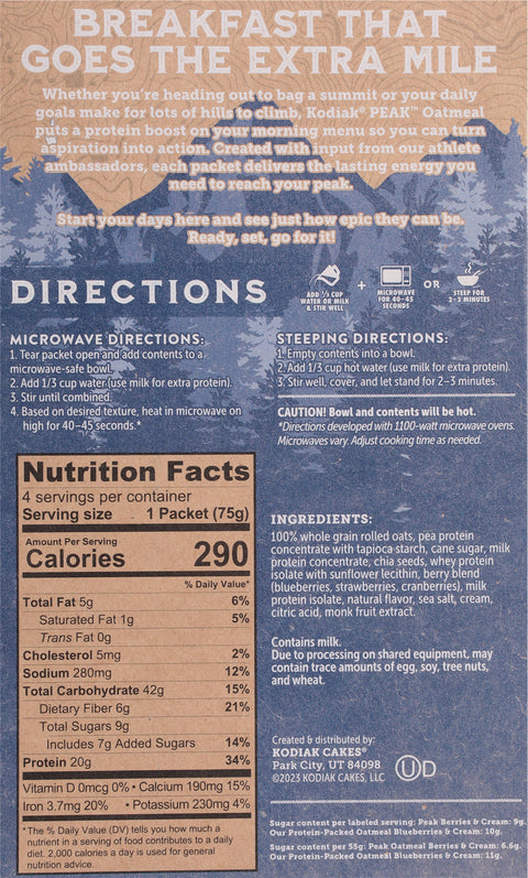 Kodiak Peak Oatmeal Berries And Cream 10.58 OZ