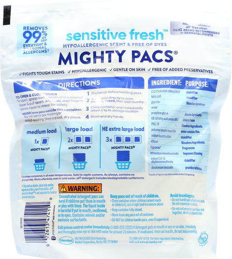All Mighty Pacs Sensitive Fresh Spring Breeze Detergent 19 Each