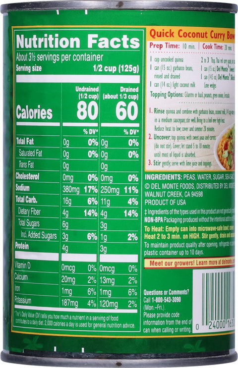 Del Monte Vegetables Fresh Cut Sweet Peas 15 OZ