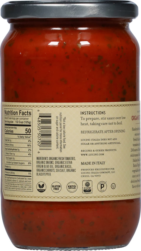 Lucini Organic Rustic Tomato Basil Sauce 25.5 OZ