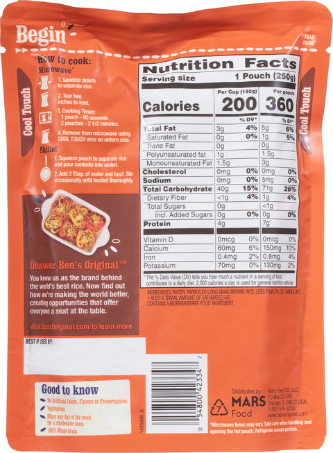 Ben's Original Whole Grain Brown Ready Rice 8.8 OZ