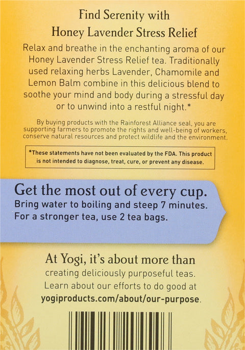 Yogi Caffeine Free Honey Lavender Stress Relief Tea 16 CT