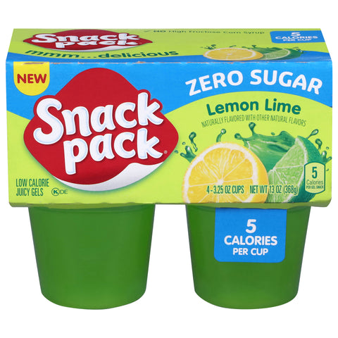 Snack Pack Zero Sugar Lemon Lime Pudding 4 - 3.25 oz Cups - 12 Pack