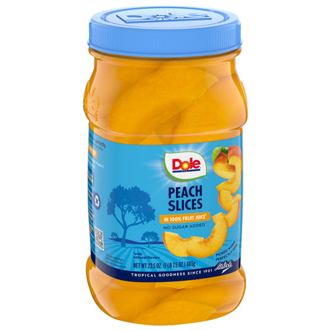 Dole Fruit Jar Peaches Sliced In 100% Juice 23.5 OZ